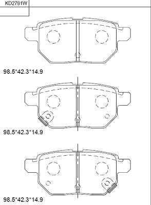 Asimco KD2781W - Тормозные колодки, дисковые, комплект autosila-amz.com