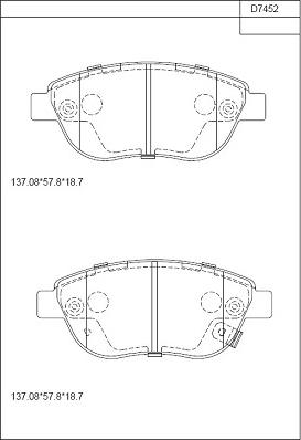 Asimco KD7452 - Тормозные колодки, дисковые, комплект autosila-amz.com