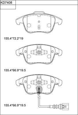 Asimco KD7408 - Тормозные колодки, дисковые, комплект autosila-amz.com