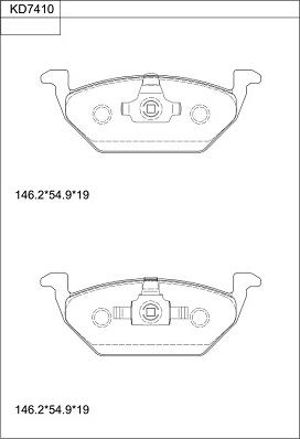 Asimco KD7410 - Тормозные колодки, дисковые, комплект autosila-amz.com