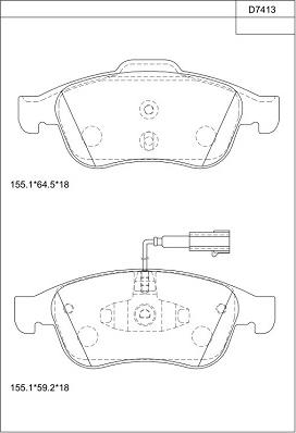 Asimco KD7413 - Тормозные колодки, дисковые, комплект autosila-amz.com