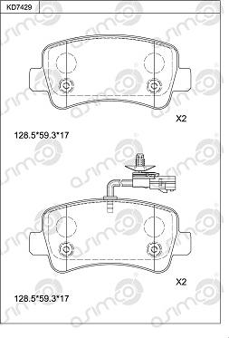 Asimco KD7429 - Тормозные колодки, дисковые, комплект autosila-amz.com