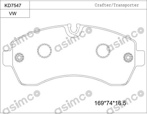 Asimco KD7547 - Тормозные колодки, дисковые, комплект autosila-amz.com