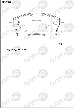 Asimco KD7566 - Тормозные колодки, дисковые, комплект autosila-amz.com