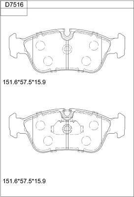 Asimco KD7516 - Тормозные колодки, дисковые, комплект autosila-amz.com