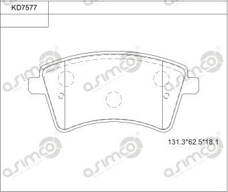 Asimco KD7577 - Тормозные колодки, дисковые, комплект autosila-amz.com