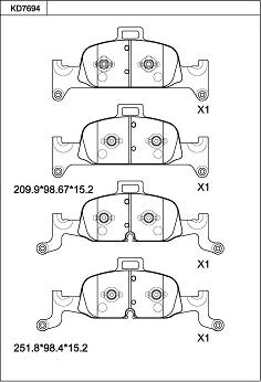 Asimco KD7694 - Тормозные колодки, дисковые, комплект autosila-amz.com