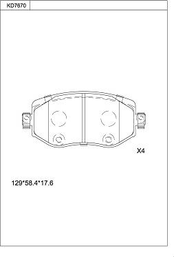 Asimco KD7670 - Тормозные колодки, дисковые, комплект autosila-amz.com