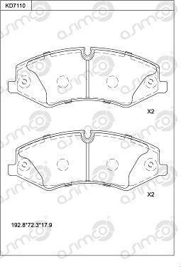 Asimco KD7110 - Тормозные колодки, дисковые, комплект autosila-amz.com