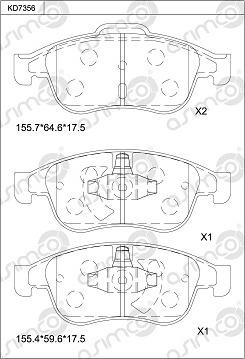 Asimco KD7356 - Тормозные колодки, дисковые, комплект autosila-amz.com