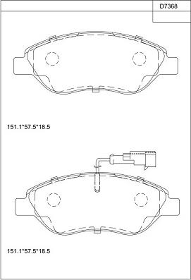 Asimco KD7368 - Тормозные колодки, дисковые, комплект autosila-amz.com