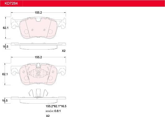 Asimco KD7284 - Тормозные колодки, дисковые, комплект autosila-amz.com