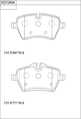 Asimco KD72804 - Тормозные колодки, дисковые, комплект autosila-amz.com