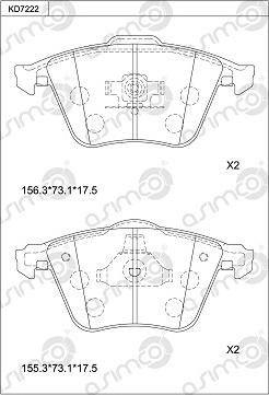 Asimco KD7222 - Тормозные колодки, дисковые, комплект autosila-amz.com