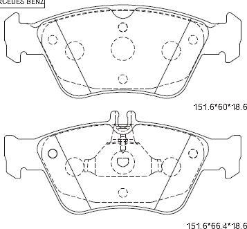 Asimco KD7746 - Тормозные колодки, дисковые, комплект autosila-amz.com