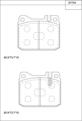 Asimco KD7754 - Тормозные колодки, дисковые, комплект autosila-amz.com