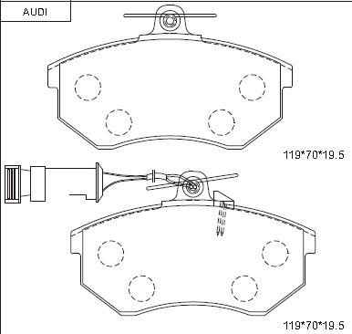 Asimco KD7700 - Тормозные колодки, дисковые, комплект autosila-amz.com