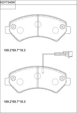 Asimco KD77340W - Тормозные колодки, дисковые, комплект autosila-amz.com