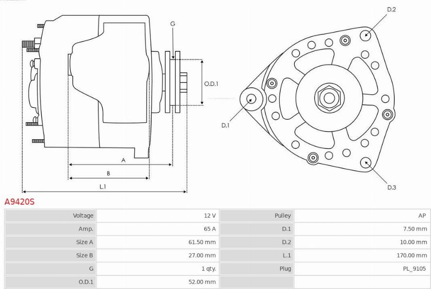 AS-PL A9420S - Генератор autosila-amz.com