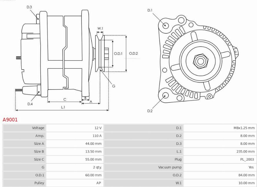 AS-PL A9001 - Генератор autosila-amz.com