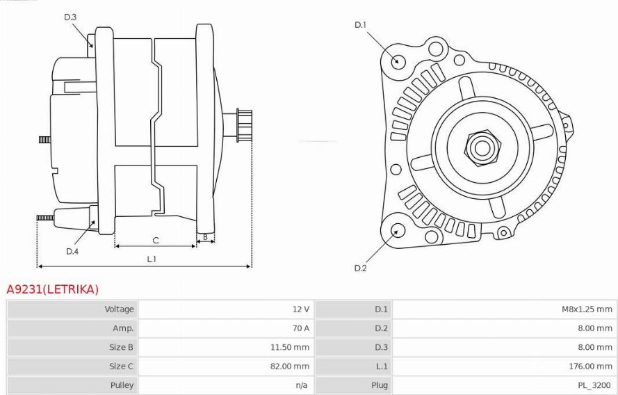 AS-PL A9231(LETRIKA) - Генератор autosila-amz.com