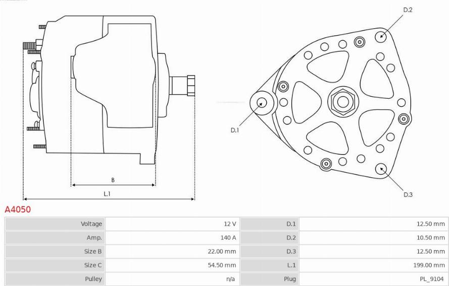 AS-PL A4050 - Генератор восстановленный autosila-amz.com