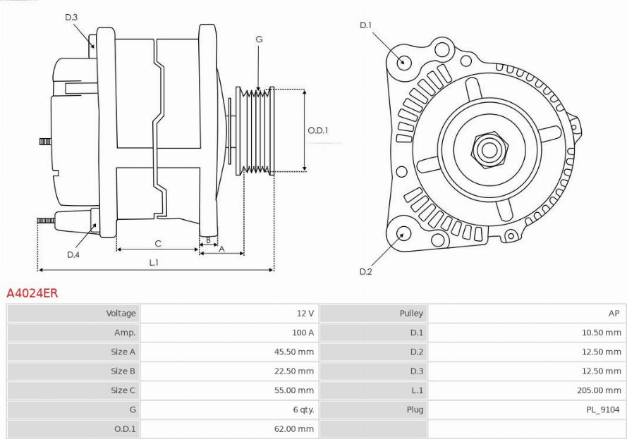 AS-PL A4024ER - Генератор autosila-amz.com