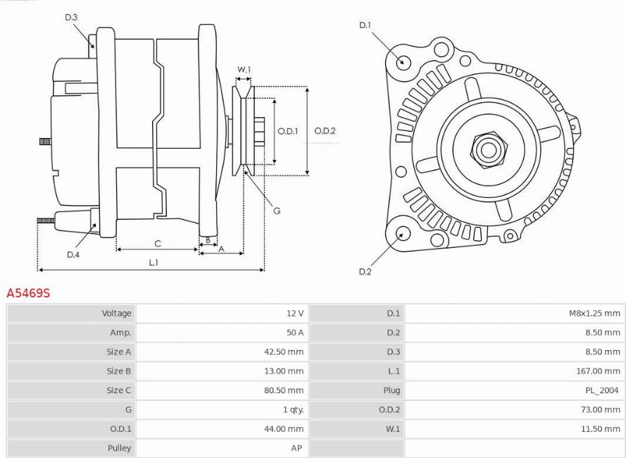 AS-PL A5469S - Генератор autosila-amz.com