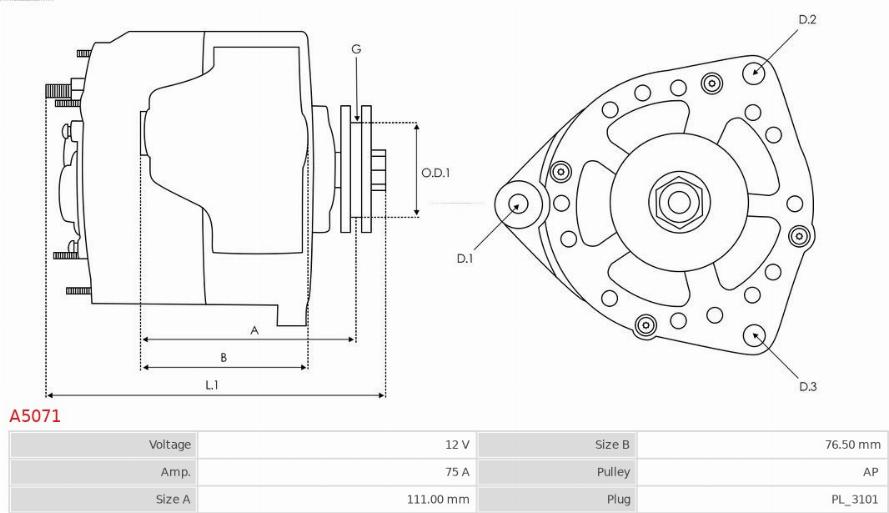 AS-PL A5071 - Генератор autosila-amz.com