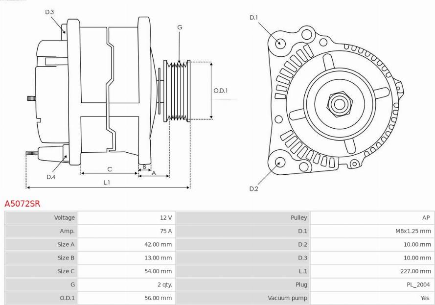 AS-PL A5072SR - Генератор autosila-amz.com