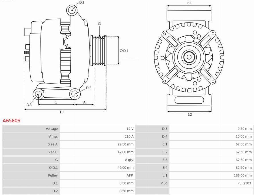 AS-PL A6580S - Генератор autosila-amz.com