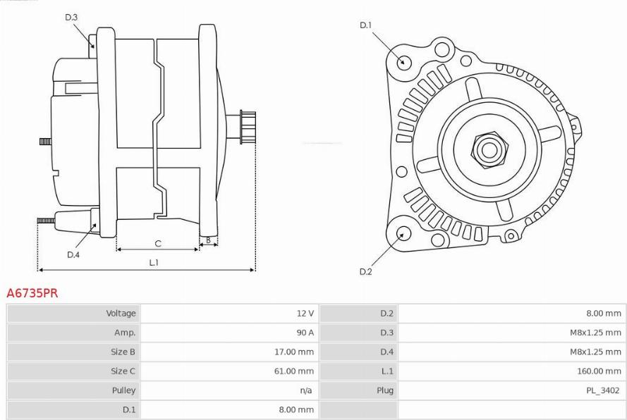 AS-PL A6735PR - Генератор autosila-amz.com