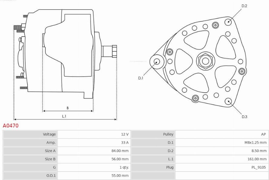 AS-PL A0470 - Генератор autosila-amz.com