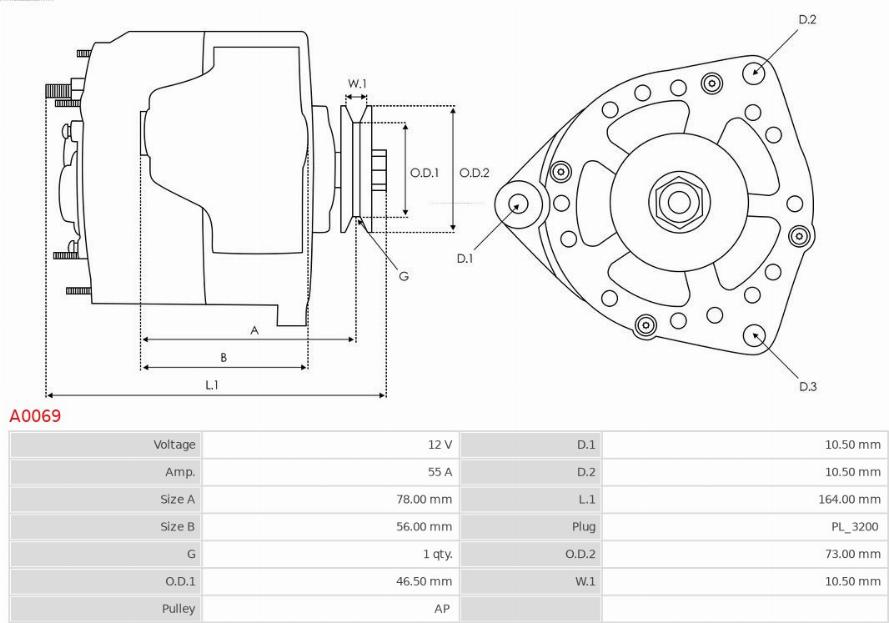 AS-PL A0069 - Генератор autosila-amz.com