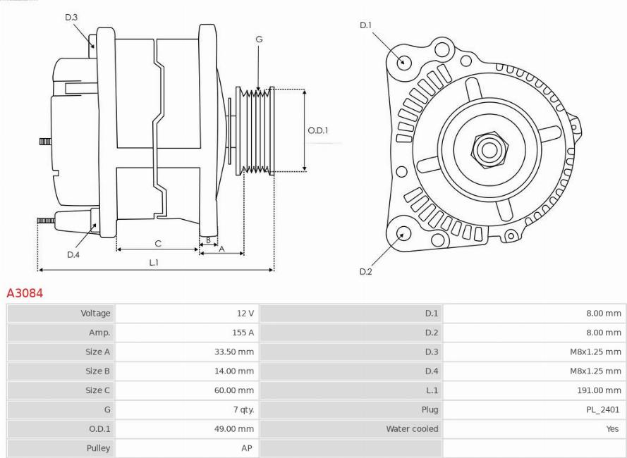 AS-PL A3084 - Генератор autosila-amz.com