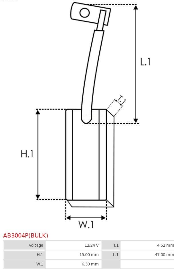 AS-PL AB3004P(BULK) - Угольная щетка, генератор autosila-amz.com