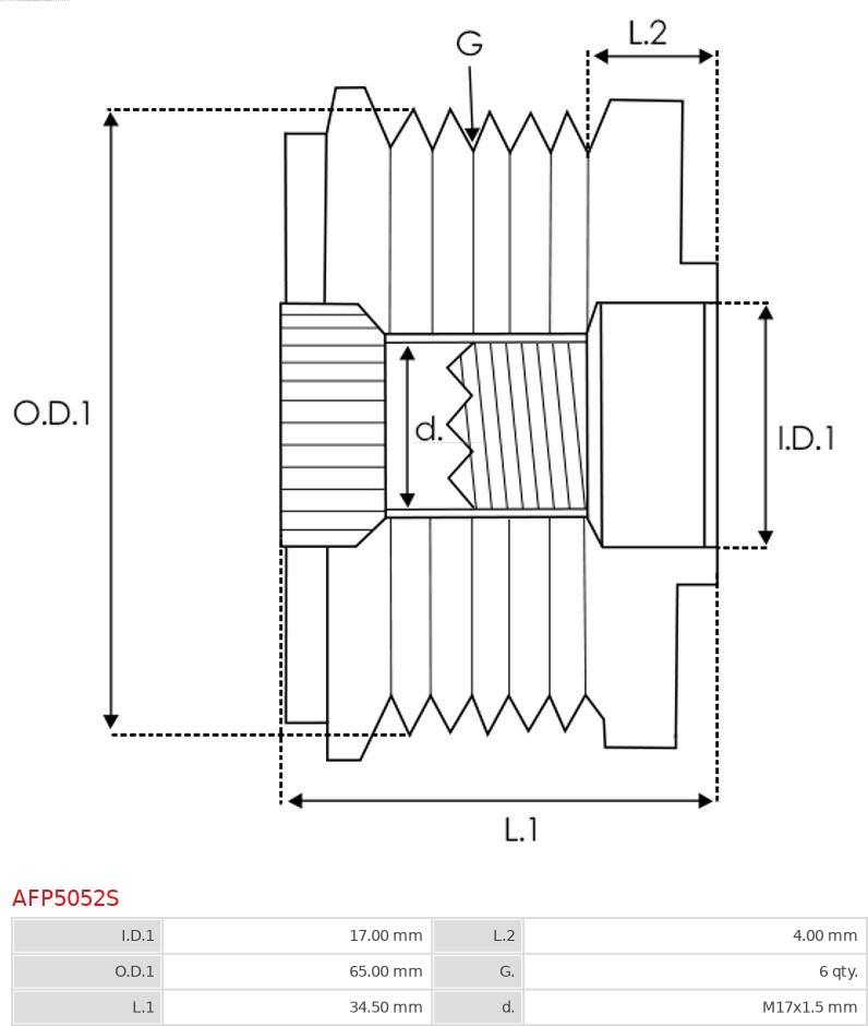 AS-PL AFP5052S - Шкив генератора, муфта autosila-amz.com