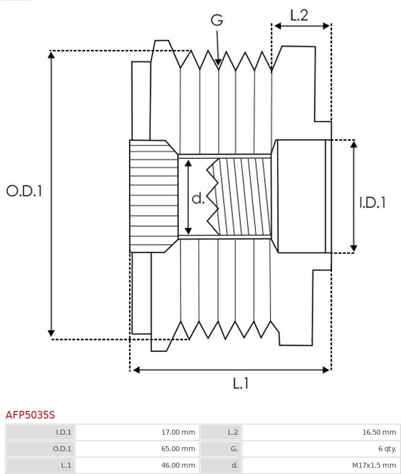 AS-PL AFP5035S - Шкив генератора, муфта autosila-amz.com