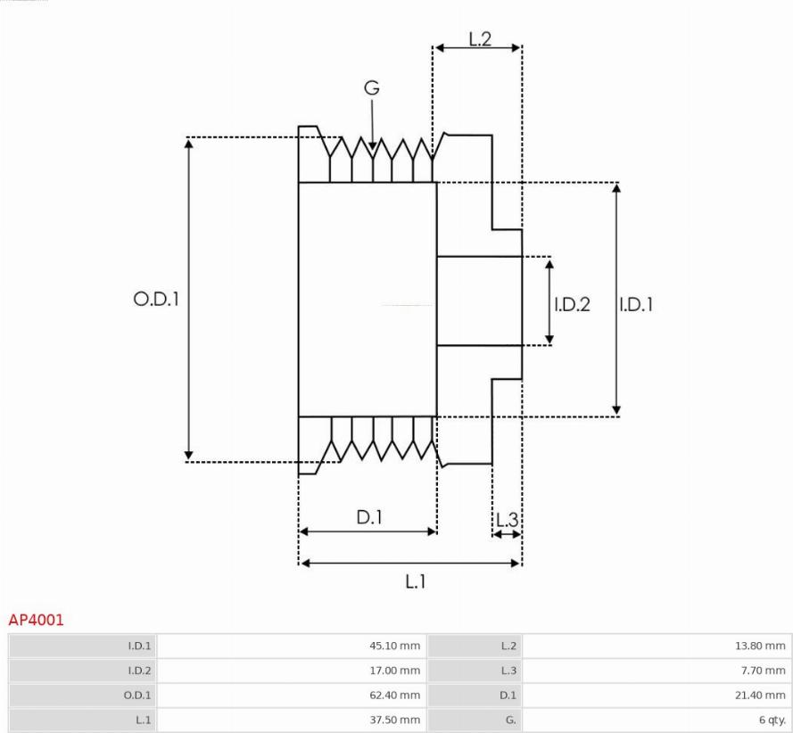 AS-PL AP4001 - Шкив генератора, муфта autosila-amz.com