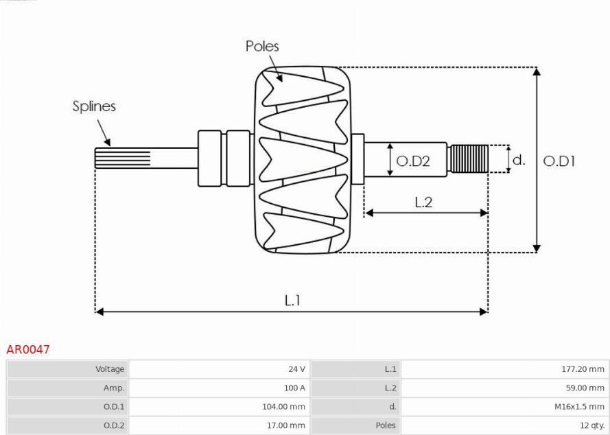 AS-PL AR0047 - Ротор, генератор autosila-amz.com