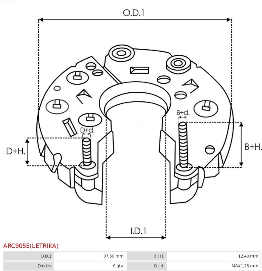 AS-PL ARC9055(LETRIKA) - Выпрямитель, диодный мост, генератор autosila-amz.com