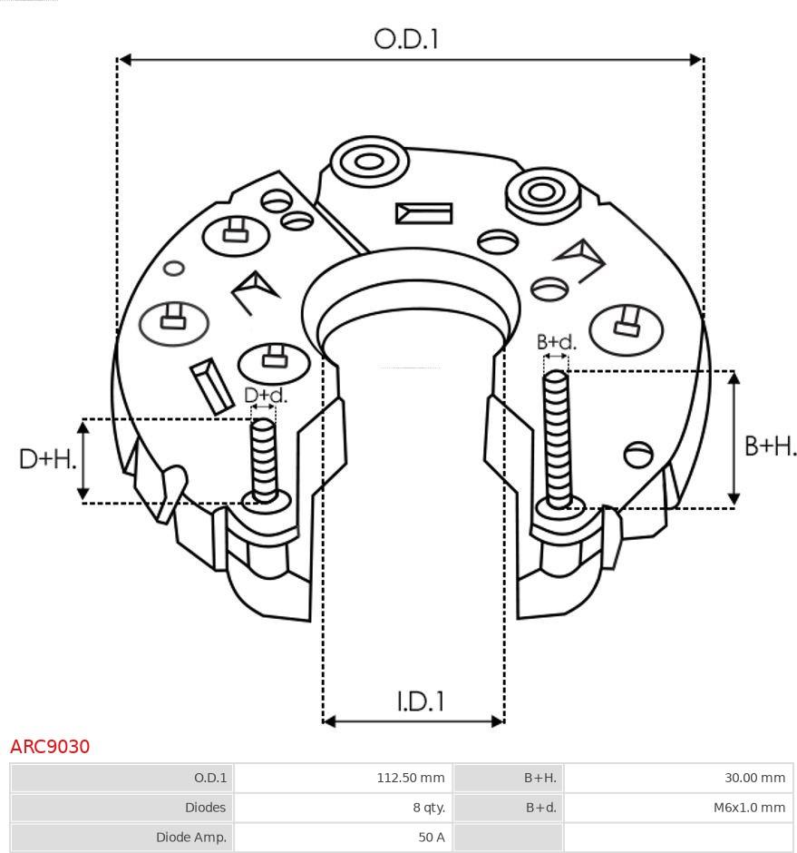 AS-PL ARC9030 - ДИОДНЫЙ МОСТ ГЕНЕРАТОРА autosila-amz.com