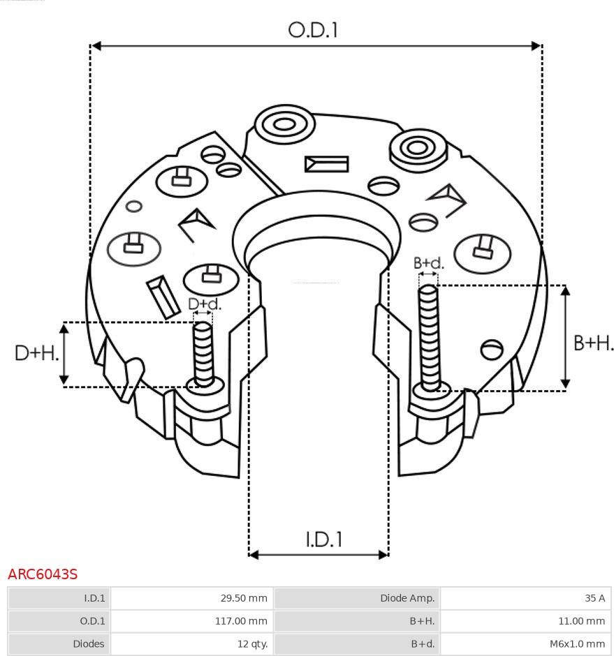 AS-PL ARC6043S - Выпрямитель, диодный мост, генератор autosila-amz.com