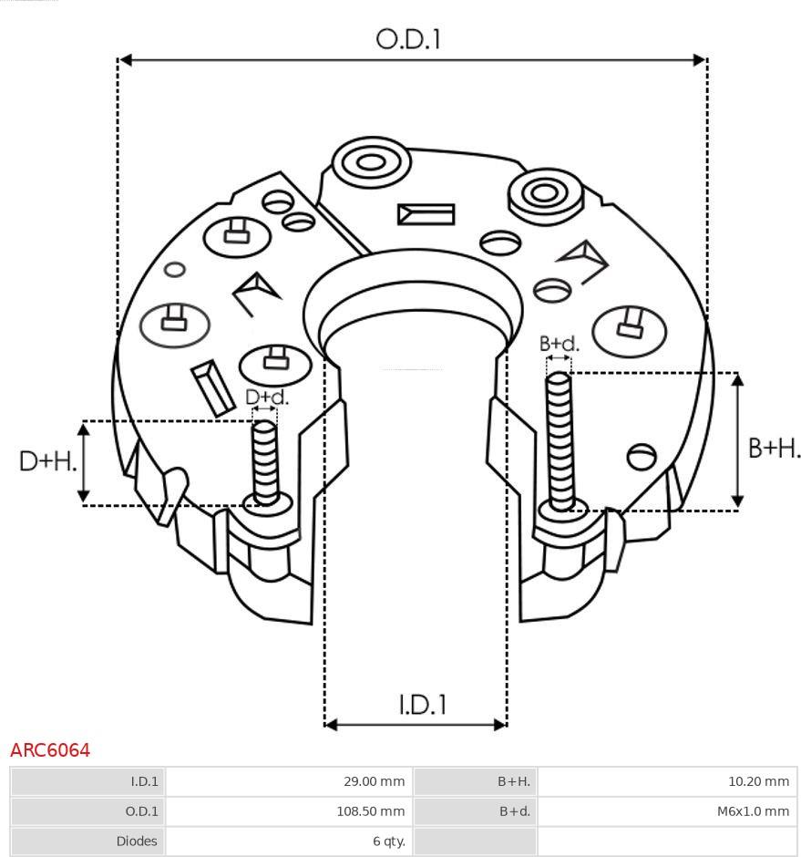 AS-PL ARC6064 - Выпрямитель генератор ARC6064 autosila-amz.com