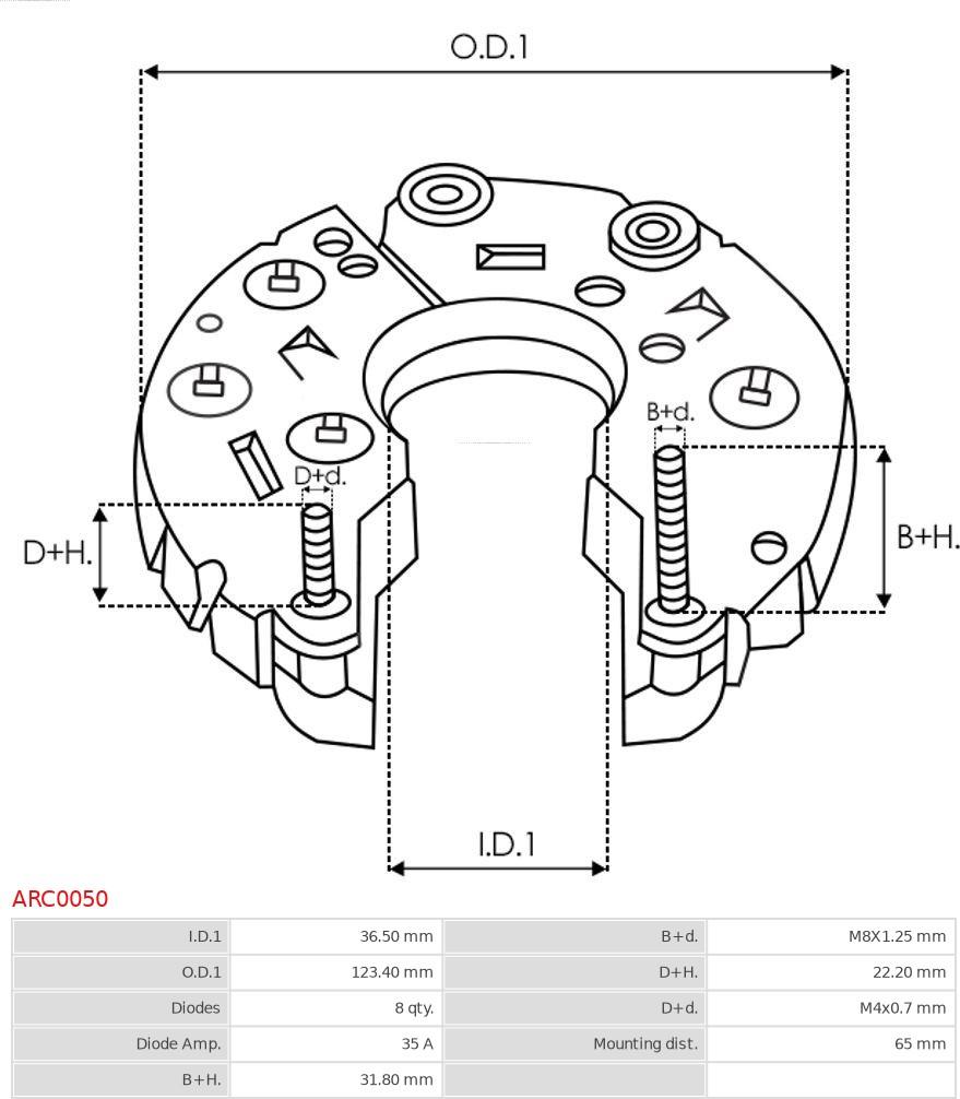 AS-PL ARC0050 - Выпрямитель, диодный мост, генератор autosila-amz.com