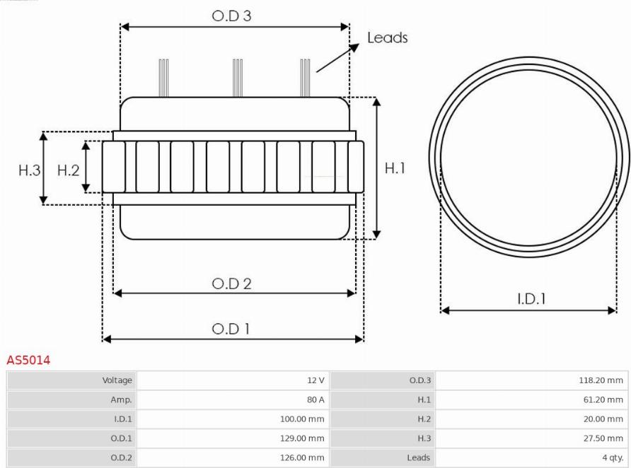 AS-PL AS5014 - Статор, генератор autosila-amz.com