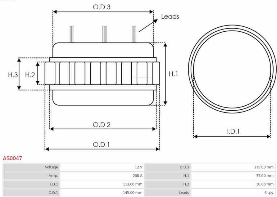 AS-PL AS0047 - СТАТОРНАЯ ОБМОТКА ГЕНЕРАТОРА autosila-amz.com