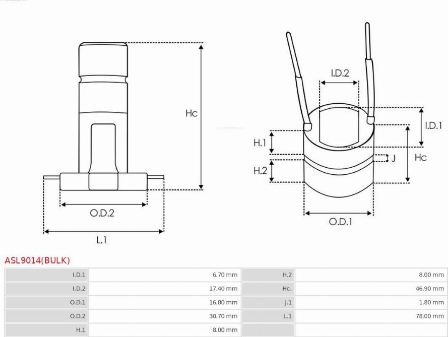 AS-PL ASL9014(BULK) - Контактное кольцо, генератор autosila-amz.com