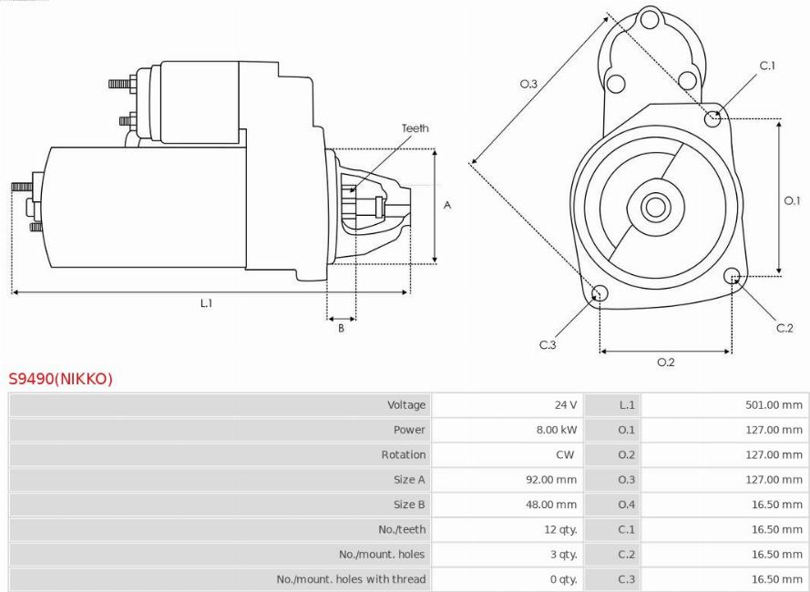 AS-PL S9490(NIKKO) - Стартер autosila-amz.com