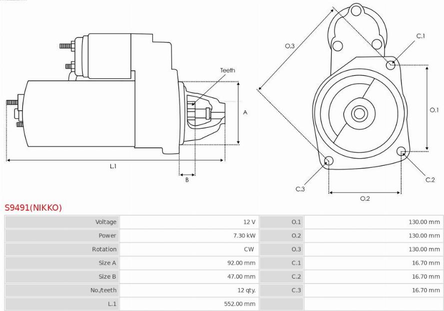 AS-PL S9491(NIKKO) - Стартер autosila-amz.com